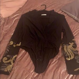 Long sleeve , v neck blouse/body suit